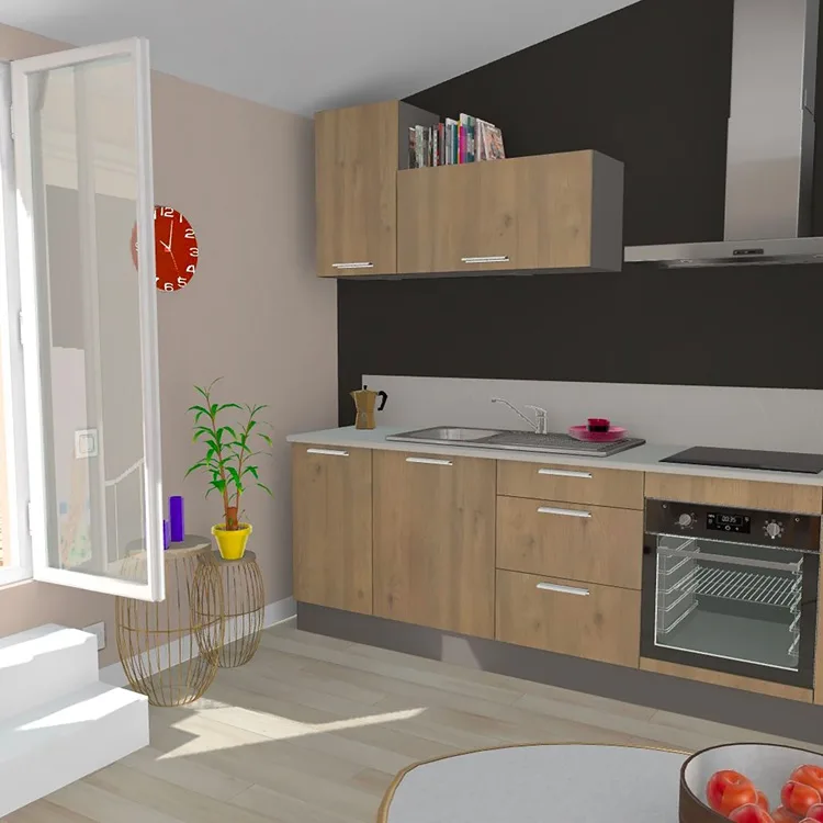 Cuisine Start en décor bois, facile à composer