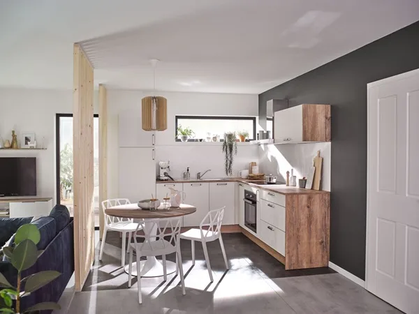 Cuisine équipée Start Moove Pannacotta, beige et bois